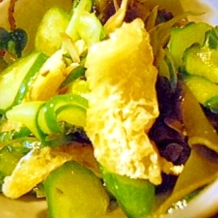 夏の定番❤ワカメと胡瓜と揚げと生姜の酢の物❤